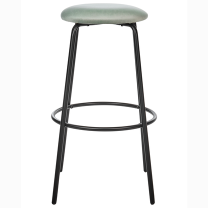 Mint Velvet Set of 2 Mint Green Velvet Bar Stools with Footrest
