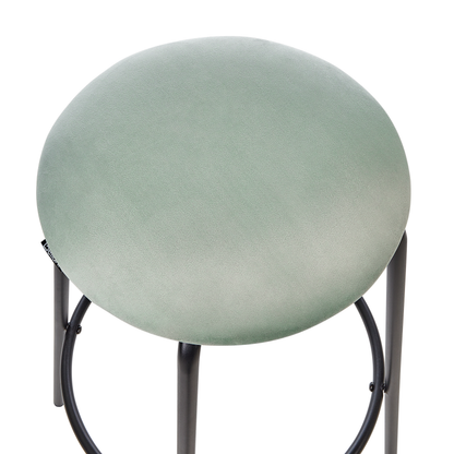 Mint Velvet Set of 2 Mint Green Velvet Bar Stools with Footrest