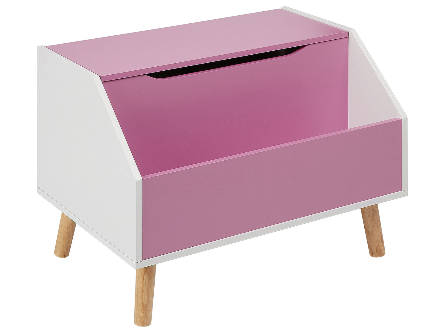 BrightNest Pink Kids Storage Cabinet Box With Lid MDF Rubberwood Legs