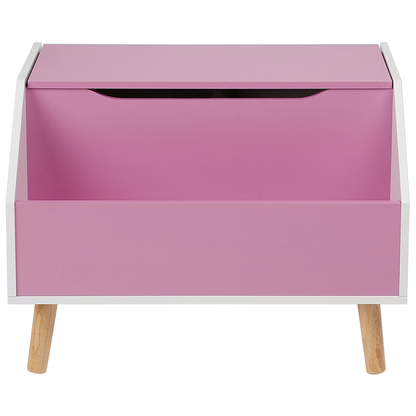 BrightNest Pink Kids Storage Cabinet Box With Lid MDF Rubberwood Legs