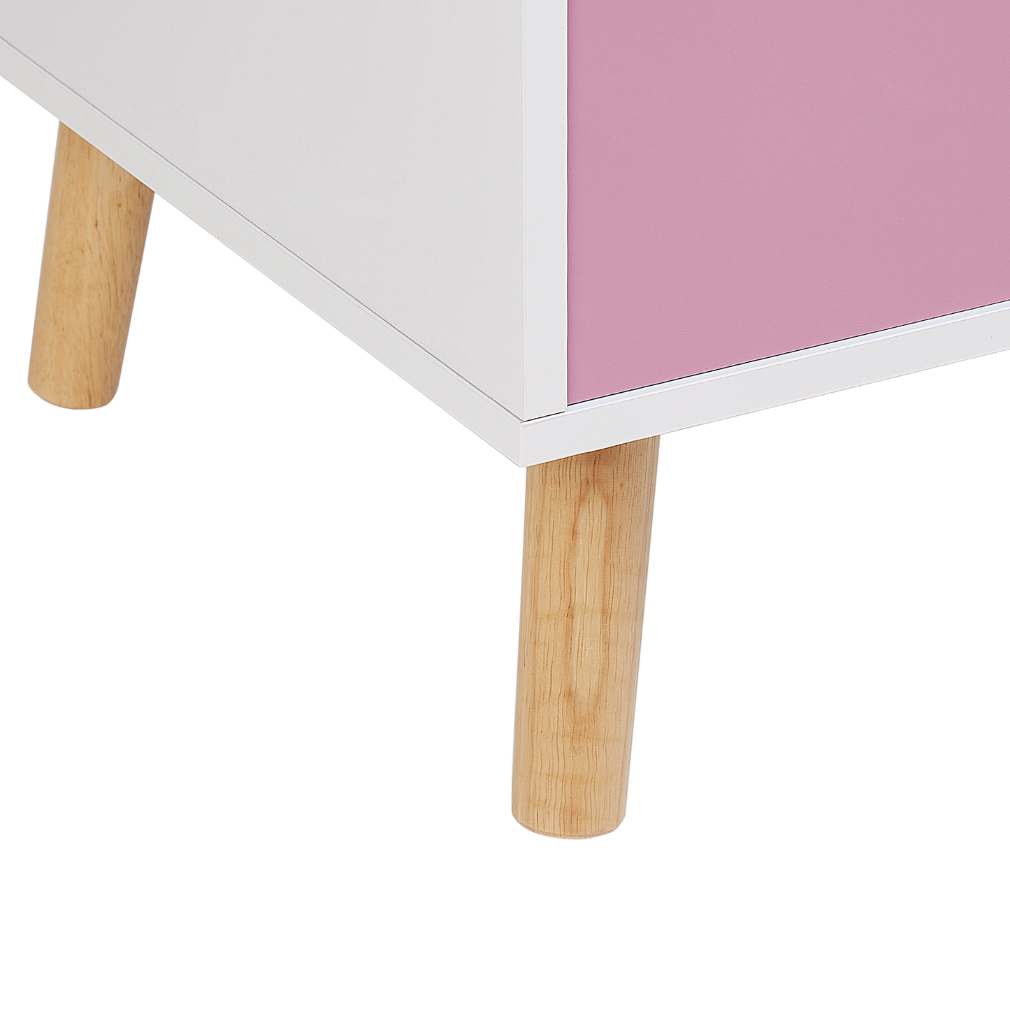 BrightNest Pink Kids Storage Cabinet Box With Lid MDF Rubberwood Legs
