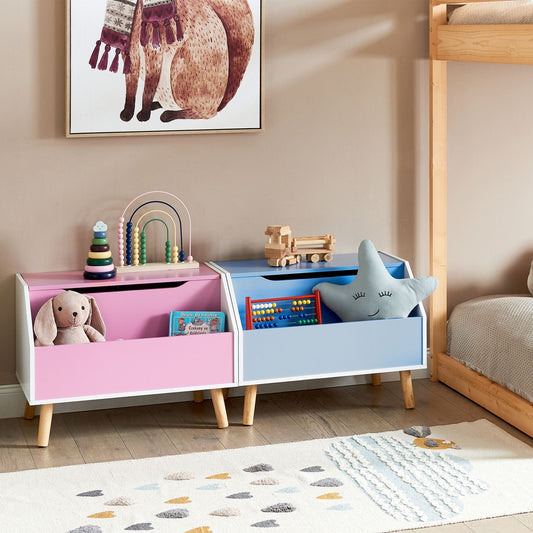 BrightNest Storage Cabinet Box Blue With Lid And Shelf For Kids Room