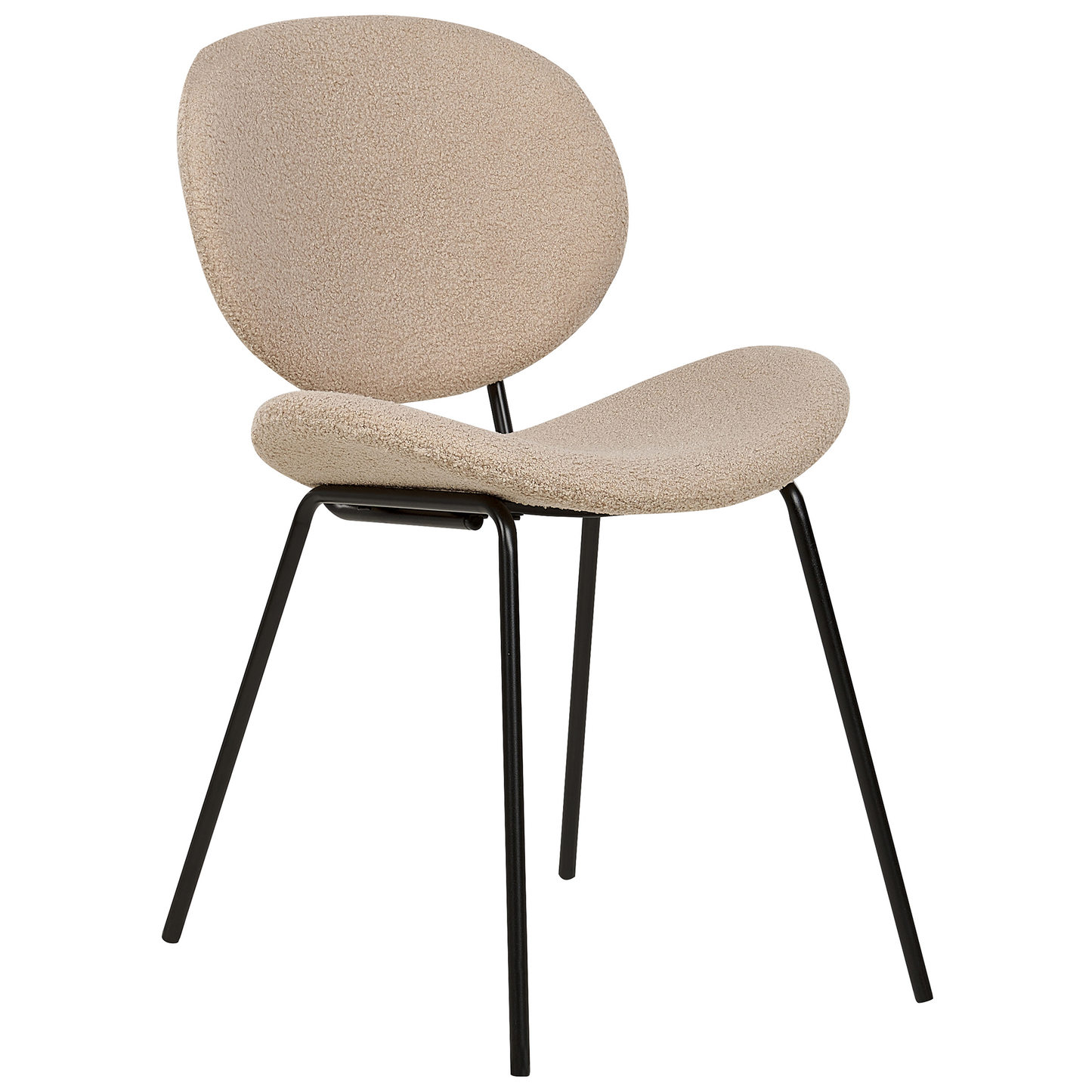 Taupe Boucle Dining Chairs Set Of 2 Armless Black Iron Legs