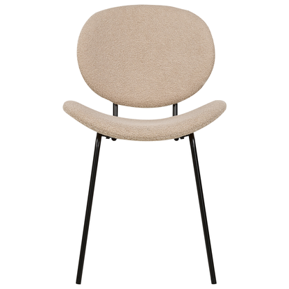 Taupe Boucle Dining Chairs Set Of 2 Armless Black Iron Legs