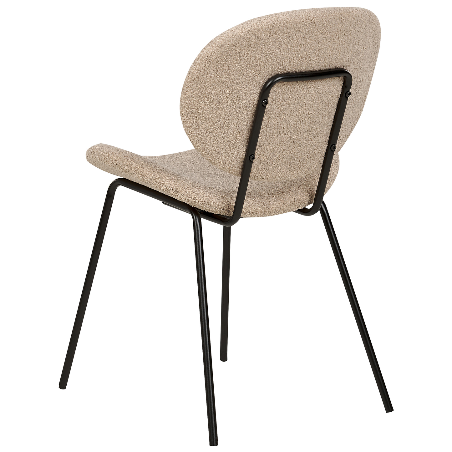 Taupe Boucle Dining Chairs Set Of 2 Armless Black Iron Legs