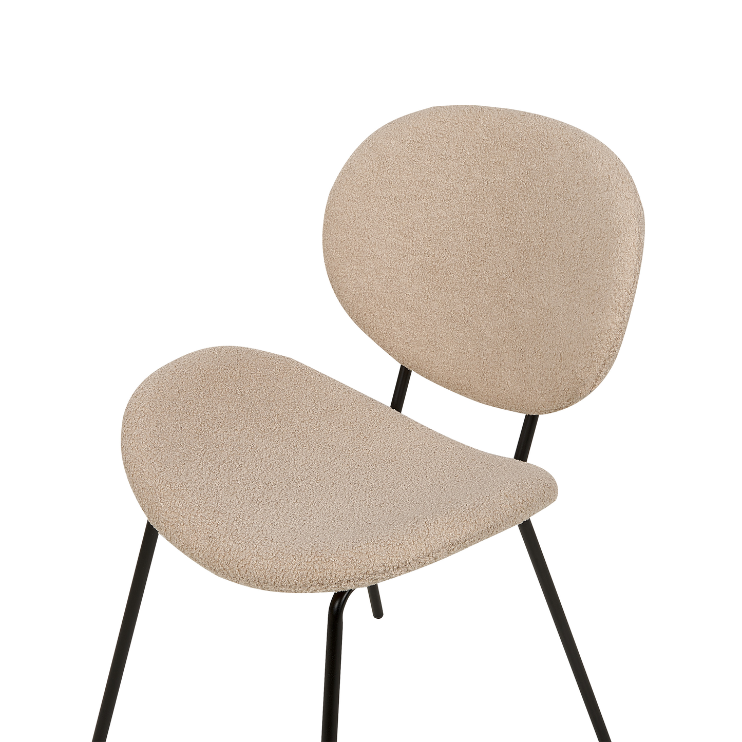 Taupe Boucle Dining Chairs Set Of 2 Armless Black Iron Legs