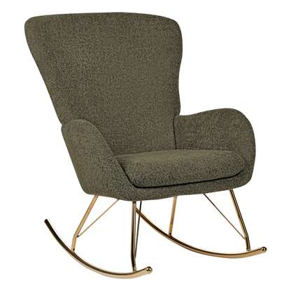 Rocking Chair Dark Green Boucl? with Metal Legs