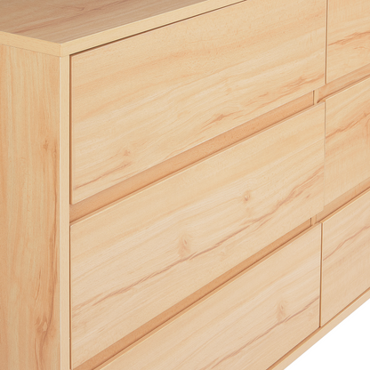 6 Drawer Chest Light Brown Pine Wood Legs Modern