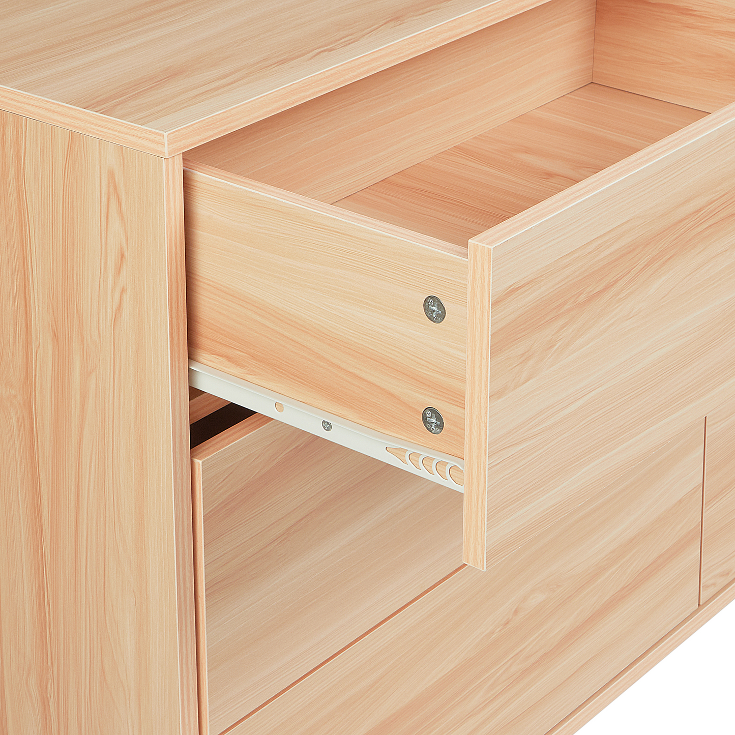 Chest Of Drawers Light Brown Particle Board 6 Drawers With Rubber Wood Legs Modern Design
