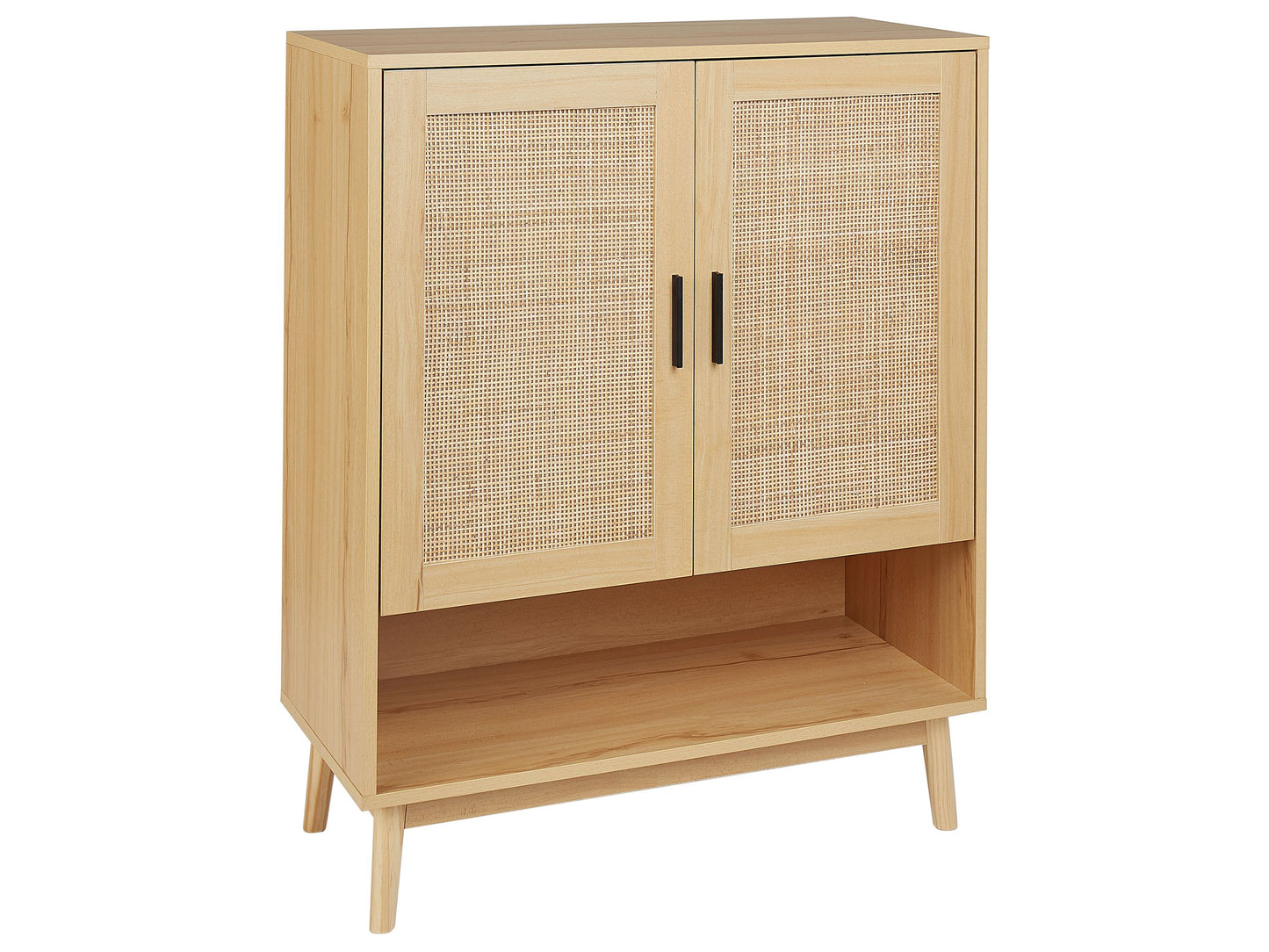Rattan Front Sideboard with Two Doors in Light Brown Wood