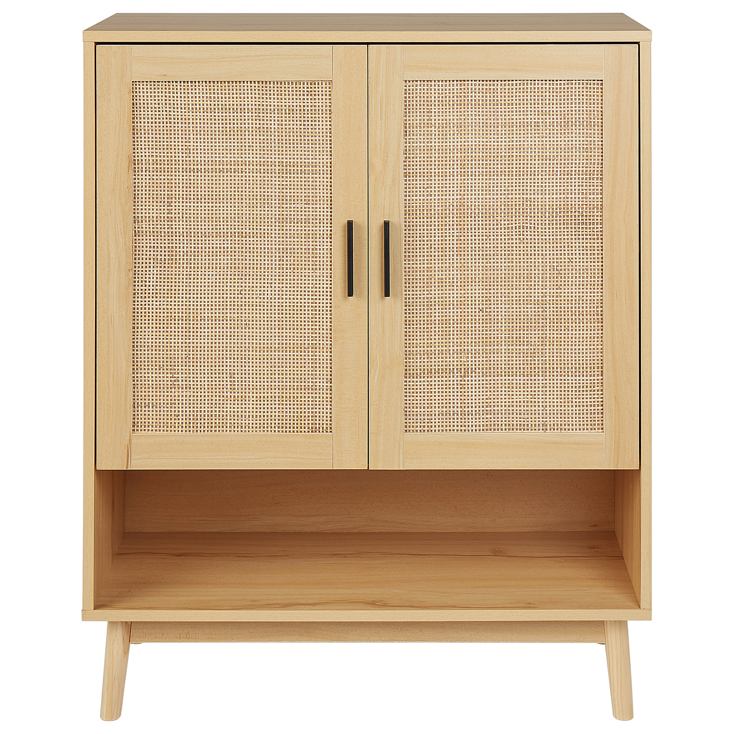 Rattan Front Sideboard with Two Doors in Light Brown Wood