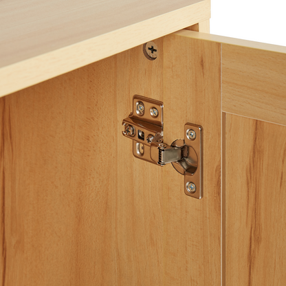 Rattan Front Sideboard with Two Doors in Light Brown Wood