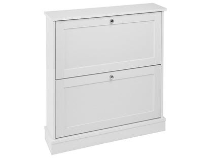 Modern White Shoe Storage Cabinet 2 Compartments Hallway