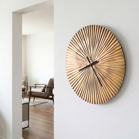 Brass Finish Aluminium Wall Clock 59cm Modern Living Room