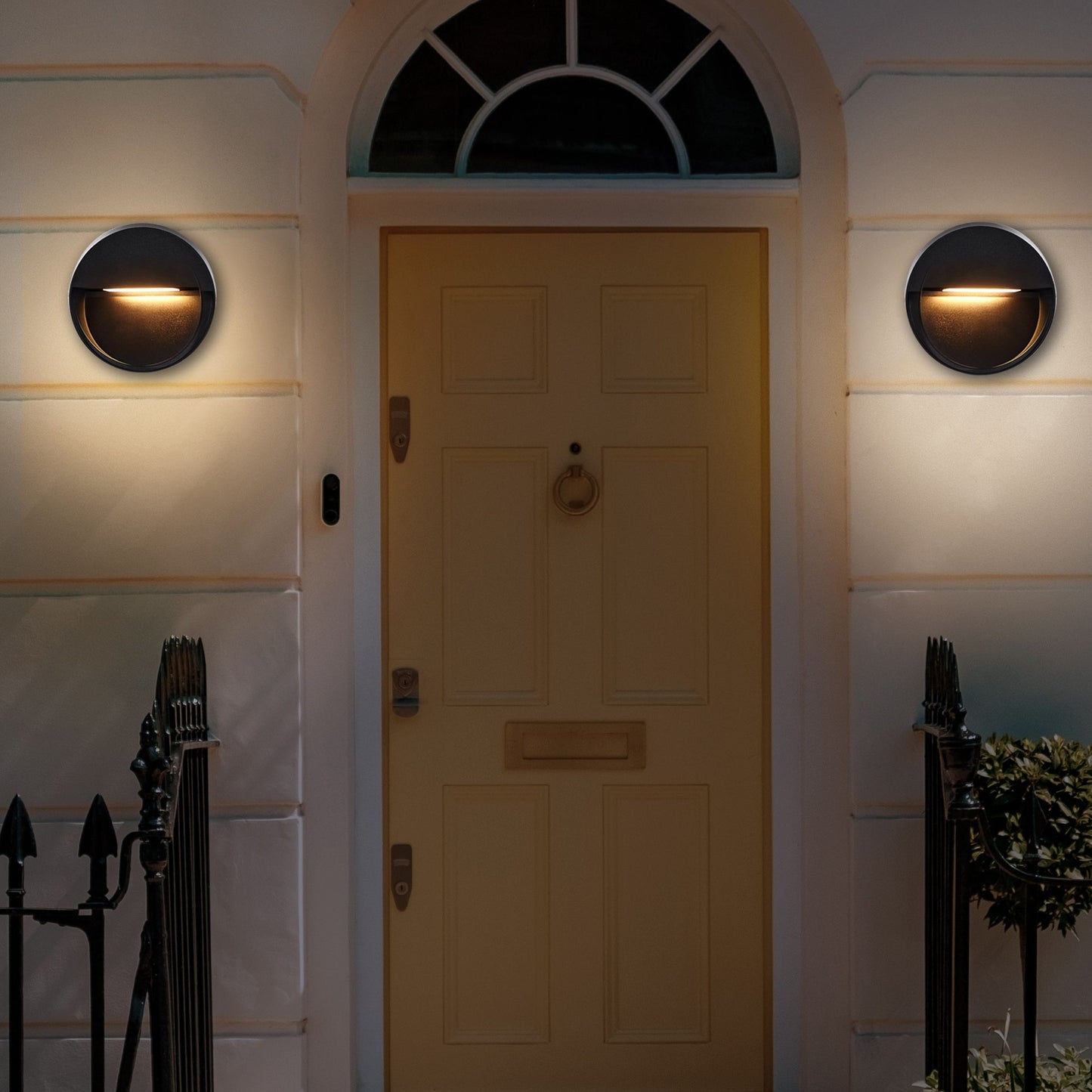 Outdoor Set Of 2 Wall LED Lamps Black Aluminium Glass Round 15cm Modern Garden Patio