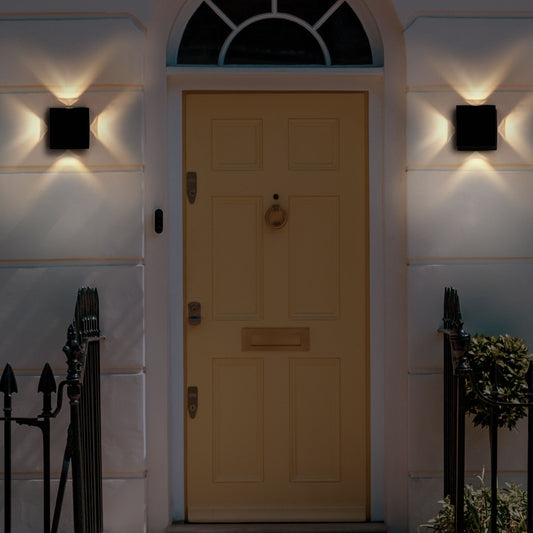 Outdoor Wall LED Lamps Set Of 2 Black Aluminium Glass 11cm