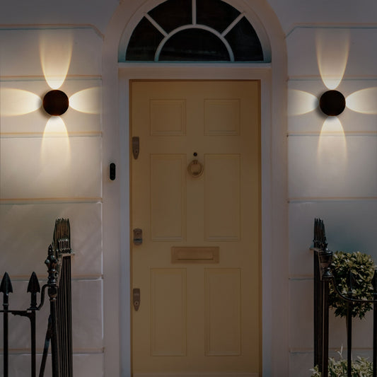 2 Pack Outdoor Wall LED Lamps Black Aluminium Glass 10cm