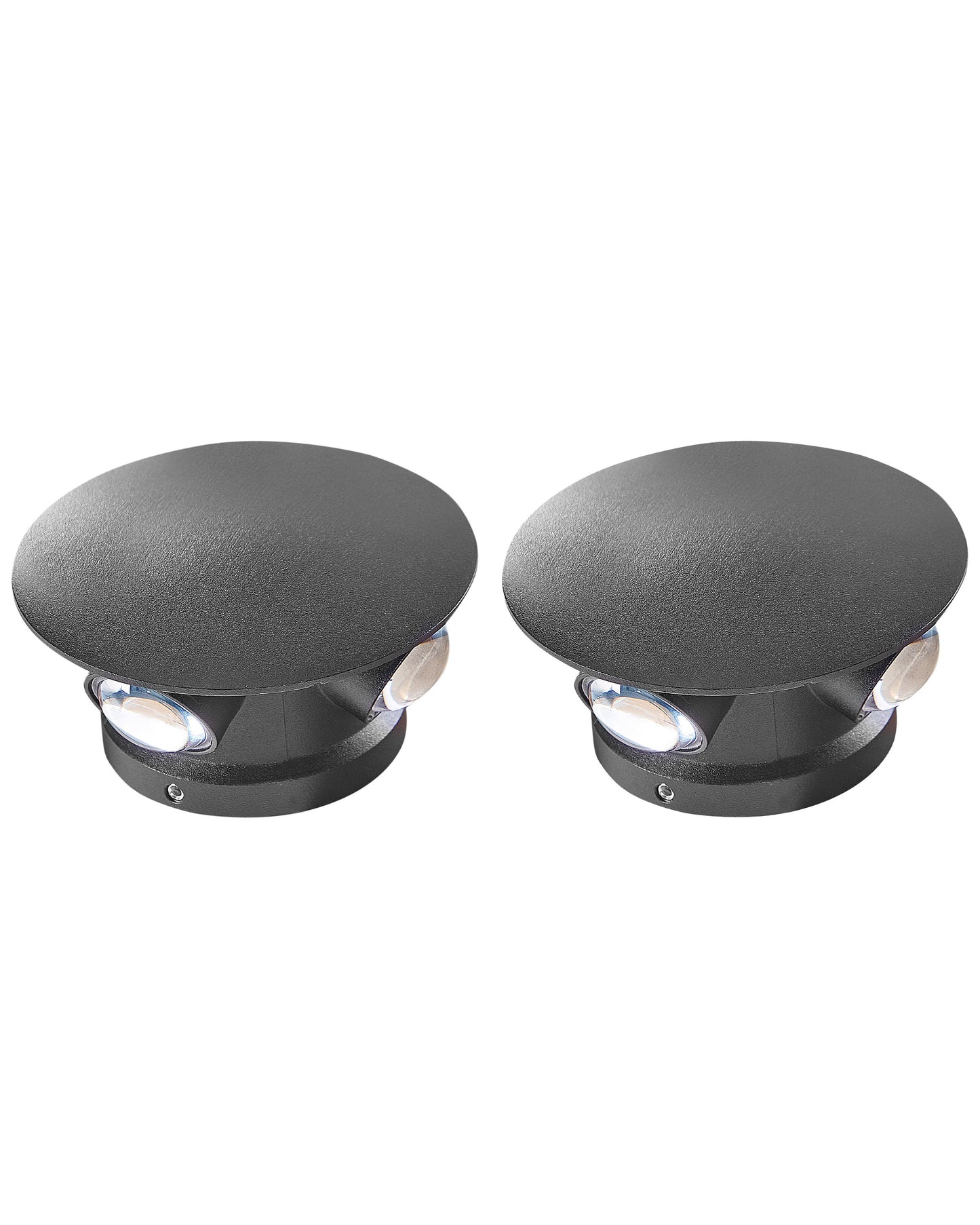 2 Pack Outdoor Wall LED Lamps Black Aluminium Glass 10cm