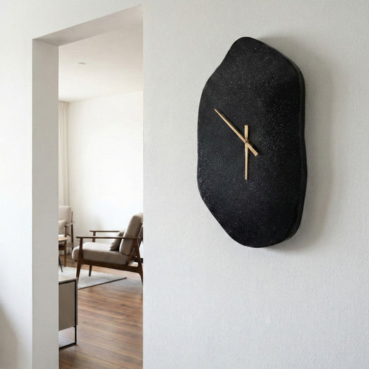 Wall Clock Black Aluminium 64 x 44cm Irregular Gold Hands