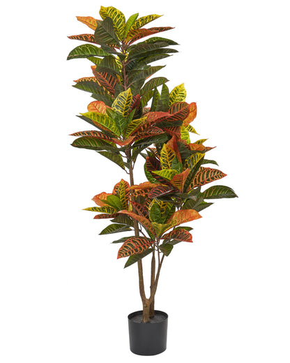 Croton Faux Plant 140cm Potted Indoor Decor With Lifelike Green And Black Leaves
