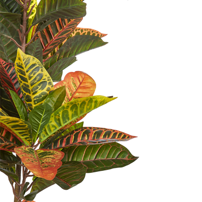 Croton Faux Plant 140cm Potted Indoor Decor With Lifelike Green And Black Leaves