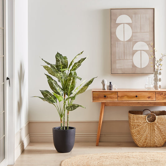 Artificial Potted Dieffenbachia Plant 110cm Green And Black