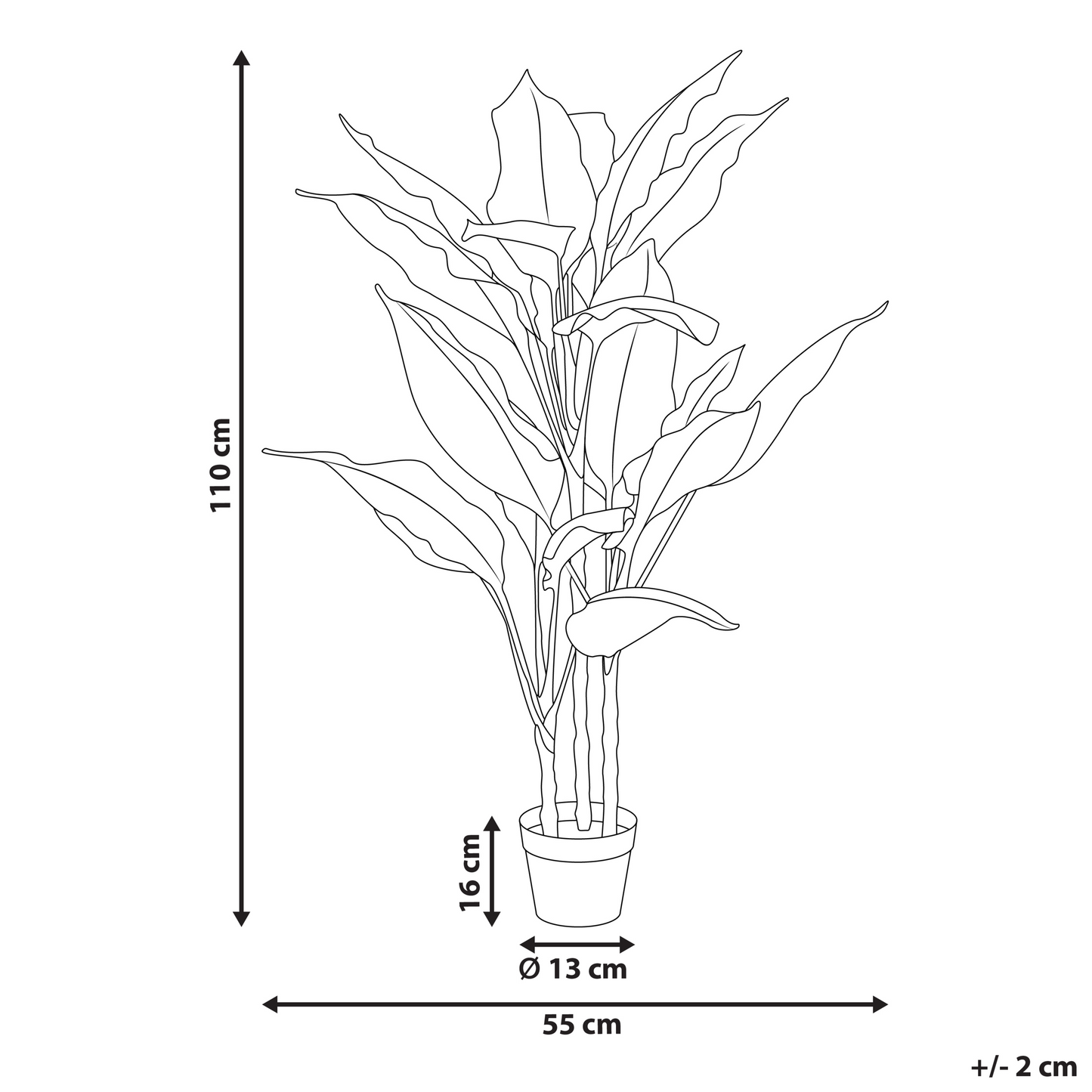 Artificial Potted Dieffenbachia Plant 110cm Green And Black