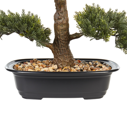 Living Realistic Artificial Bonsai Tree 44cm Green and Black Potted Plant