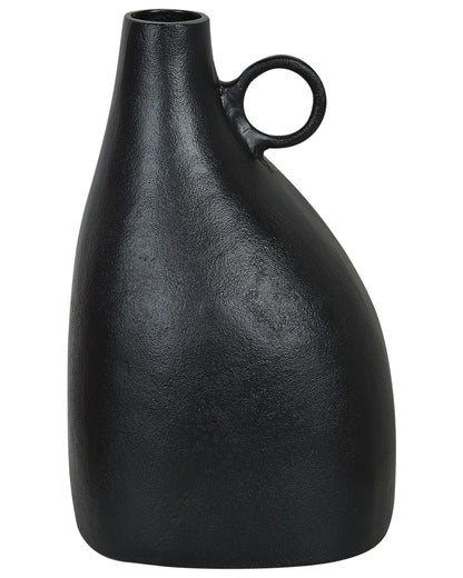 Black Aluminium Decorative Vase 36cm With Elegant Handle