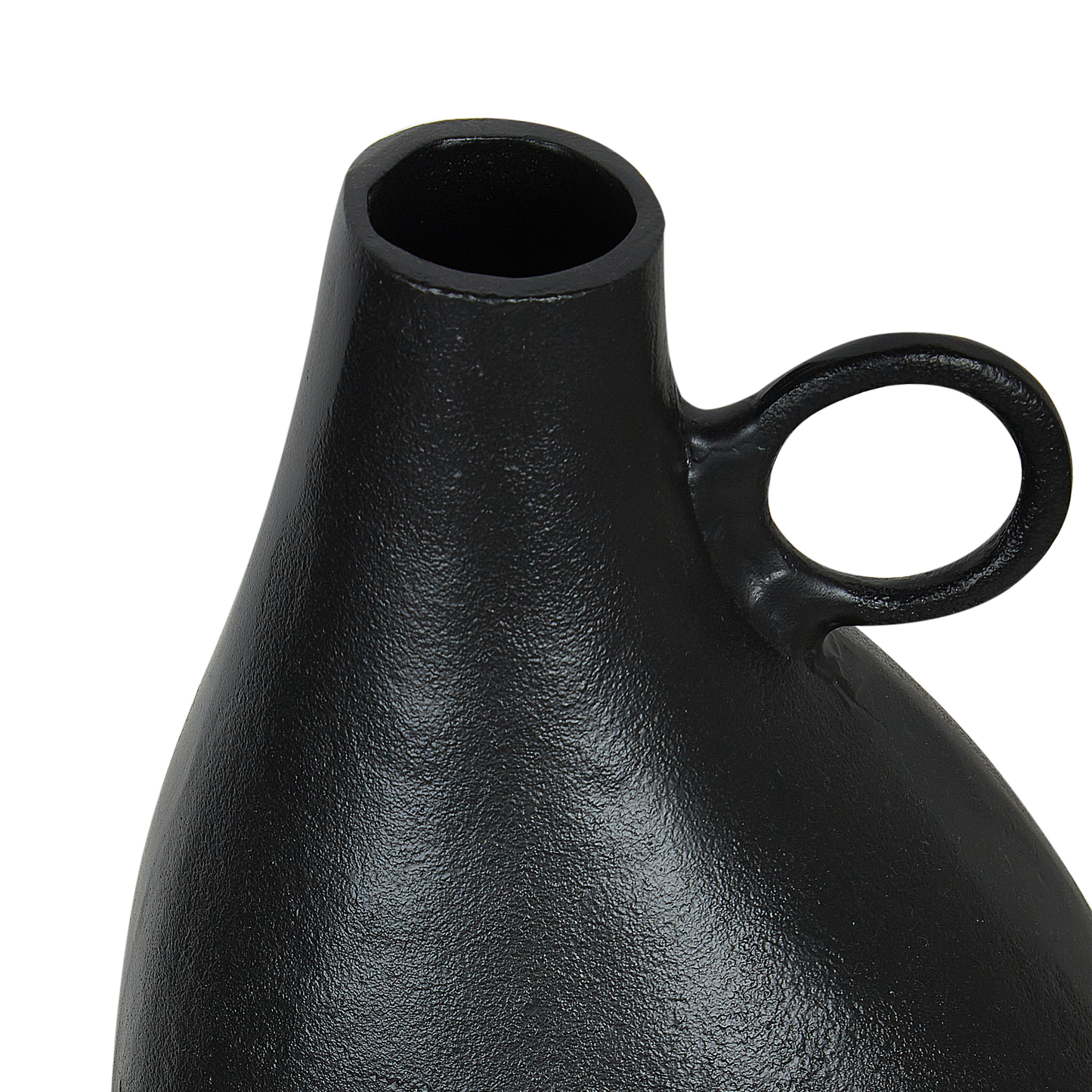 Black Aluminium Decorative Vase 36cm With Elegant Handle