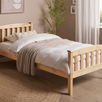 Bed Frame Light Brown 90 x 200cm Slatted Base EU Single