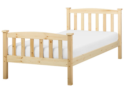 Bed Frame Light Brown 90 x 200cm Slatted Base EU Single
