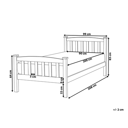 Bed Frame Light Brown 90 x 200cm Slatted Base EU Single