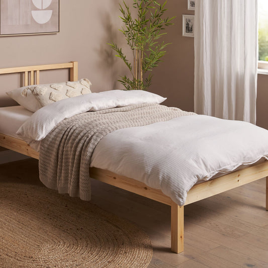 Everpine 3ft EU Single Bed Frame Light Pine With Slatted Base