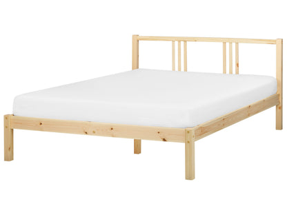 Light Pine Double Bed Frame 4ft6 Slatted Base Modern