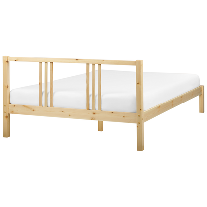 Light Pine Double Bed Frame 4ft6 Slatted Base Modern