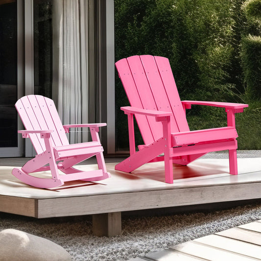 Garden Chair Pink Faux Wood Weather Resistant Modern