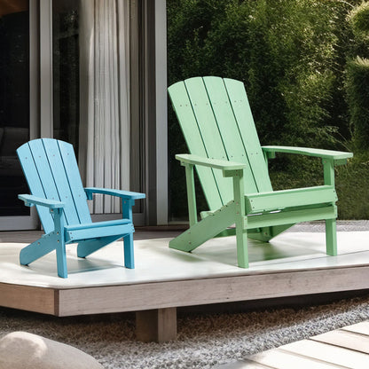 Kids Chair Light Blue Plastic Wood Weather Resistant Modern