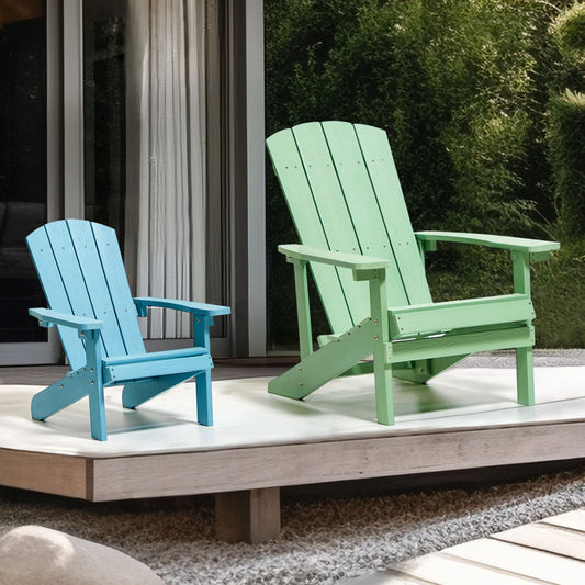 Kids Chair Light Blue Plastic Wood Weather Resistant Modern