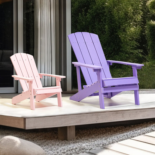 Garden Kids Chair Pink Weatherproof Plastic Wood Modern