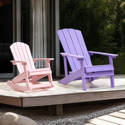 Kids Rocking Chair Pink Weather Resistant Outdoor Modern Style For Patio And Garden