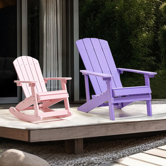 Kids Rocking Chair Pink Weather Resistant Outdoor Modern Style For Patio And Garden
