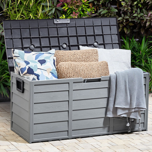 Outdoor Storage Box Grey Plastic 112 x 50cm With Handles