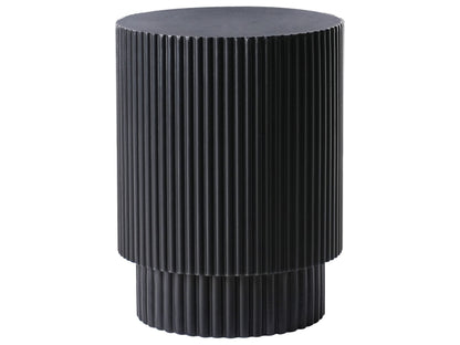 Accent Side Table Black Round Top Ribbed Outdoor Boho Modern