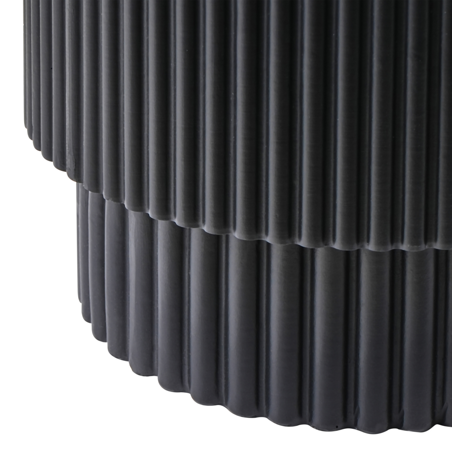 Accent Side Table Black Round Top Ribbed Outdoor Boho Modern