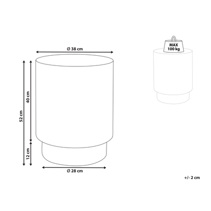 Accent Side Table Black Round Top Ribbed Outdoor Boho Modern