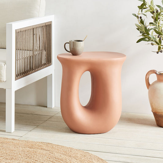 Accent Side Table Orange Fiberglass Weatherproof 42 x 28