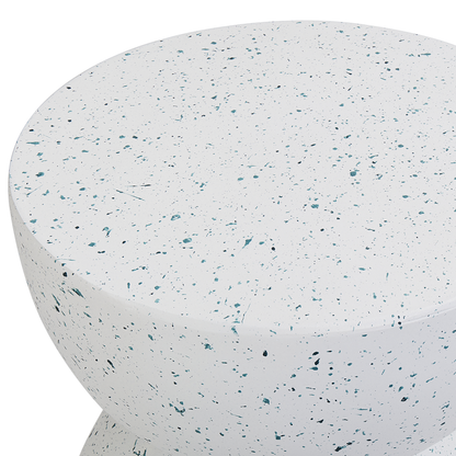 Accent Side Table Terrazzo Effect Fiberglass 40cm Round Top Outdoor Weather Resistant