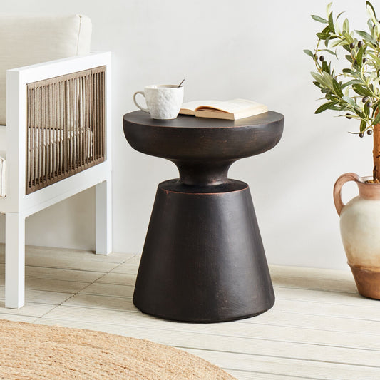 Accent Side Table Black Magnesium Oxide Fiberglass 45cm