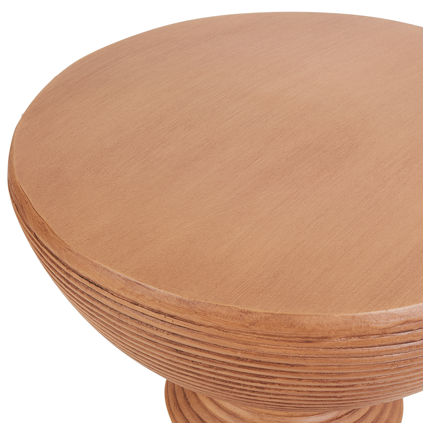 Accent Side Table Light Brown Fiberglass Round 40cm Wood Effect Outdoor Indoor